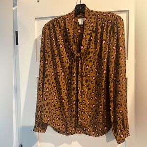J Crew 100% Polyester Blouse Size M